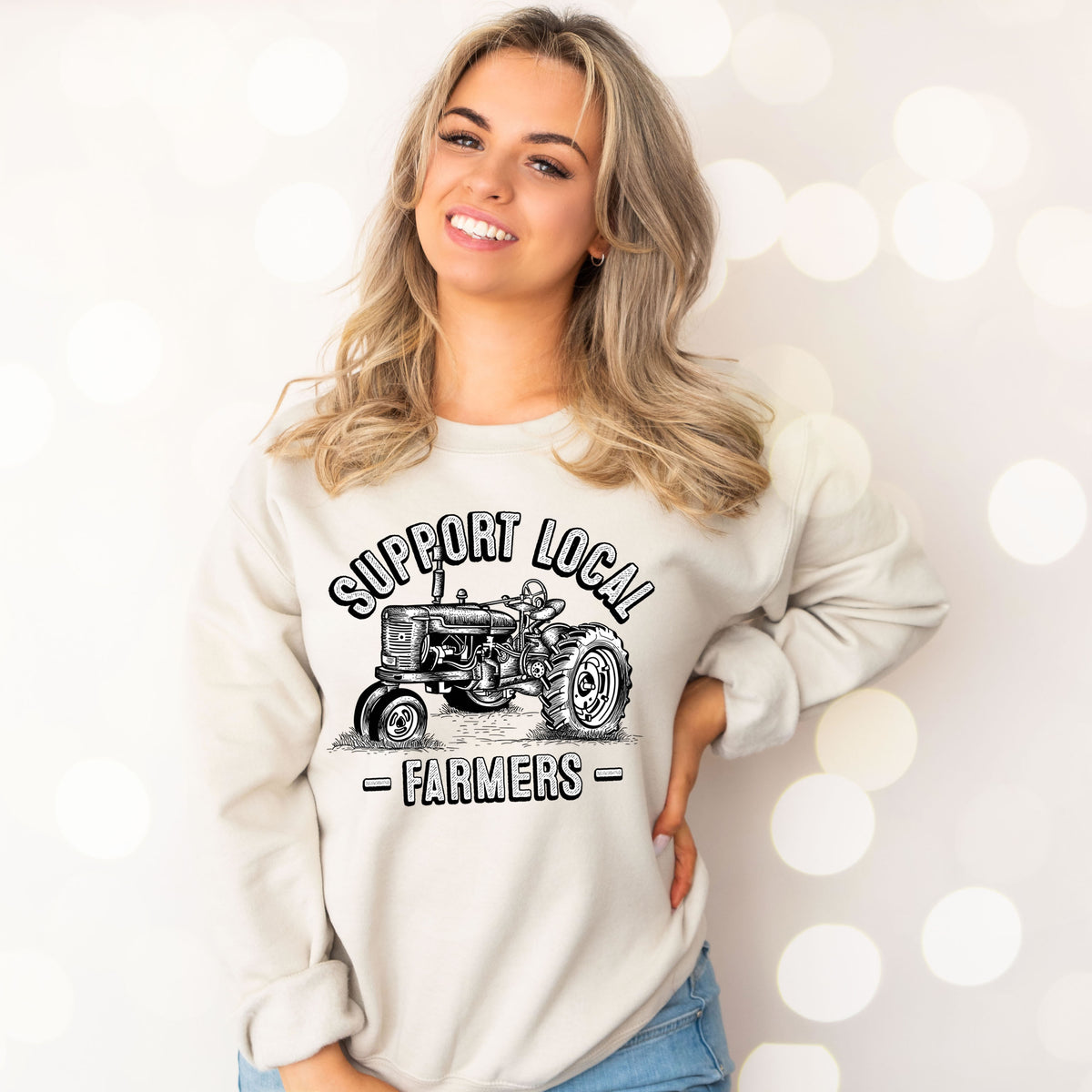 Support Local Farmers Farm To Table Shirt  | Sand Sweatshirt