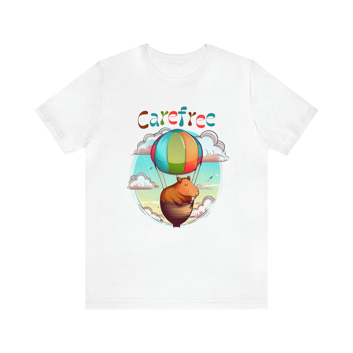 Hot Air Balloon Capybara Shirt | Capybara Lover Gift | Carefree Good Vibes Only Shirt | Unisex Jersey T-shirt