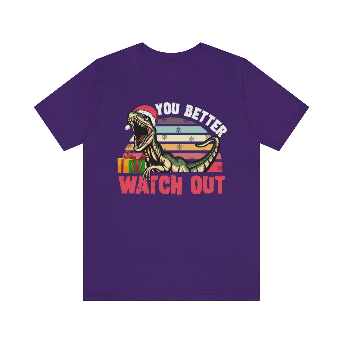 Velociraptor Dinosaur Christmas Shirt  | You Better Watch Out Funny Santa Shirt | Unisex Jersey T-shirt