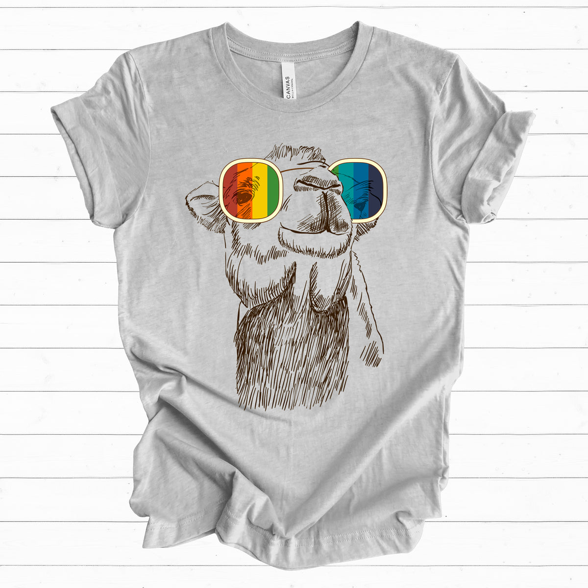 Camel Retro Rainbow Funny Aesthetic Shirt | Joe Cool Gifts | Unisex Jersey T-shirt