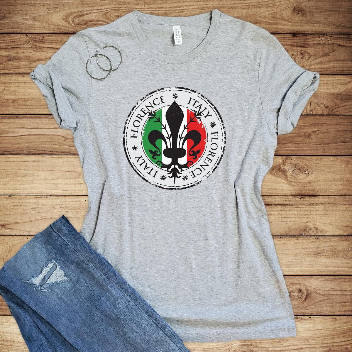Florence Italy Fleur de Lis Shirt | Italian Flag Italy Travel Shirt | Unisex Jersey T-shirt