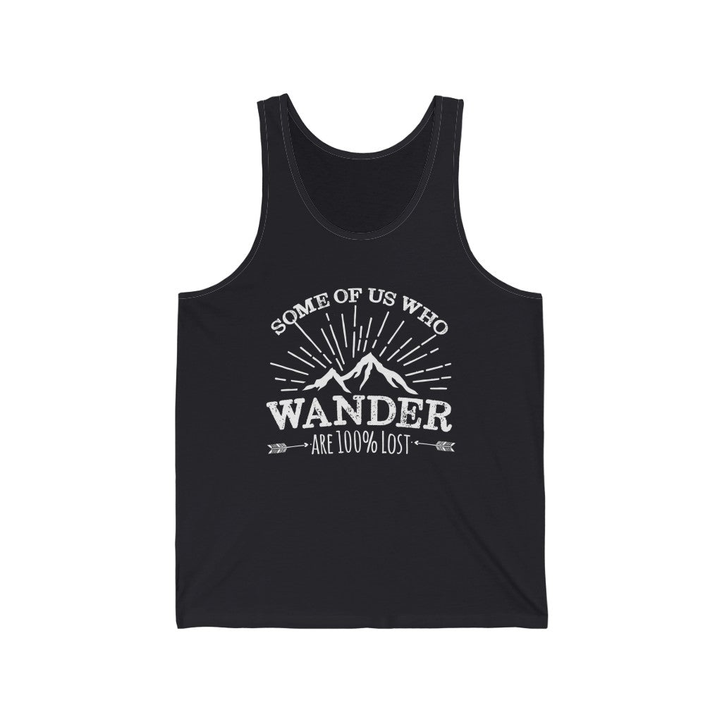 100% Lost Funny Wanderlust Adventure Shirt | Travel Lover Camping Gift| Unisex Jersey Tank Top
