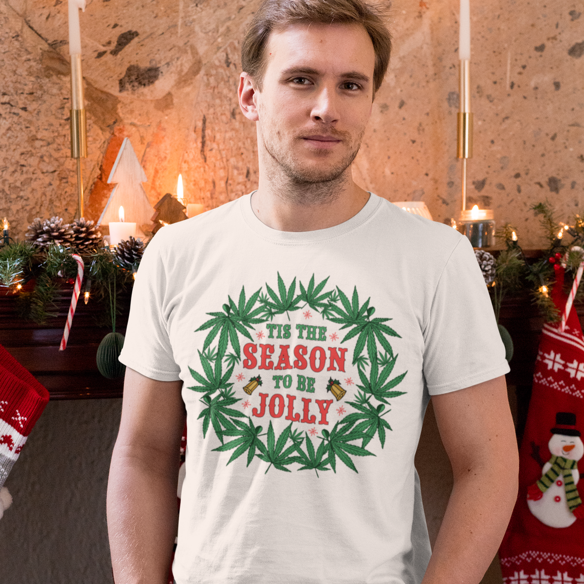 Tis The Season Christmas Wreath Weed Shirt | Marijuana Weed Gift | Unisex Jersey T-shirt