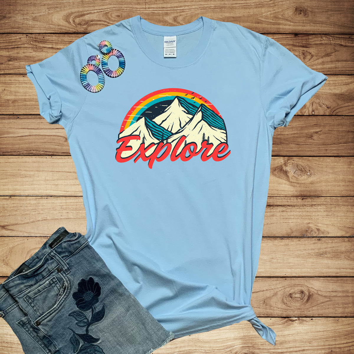 Explore Retro 70s Vintage Hiking Shirt | Vintage Camping Shirt | Unisex Soft Style T-Shirt