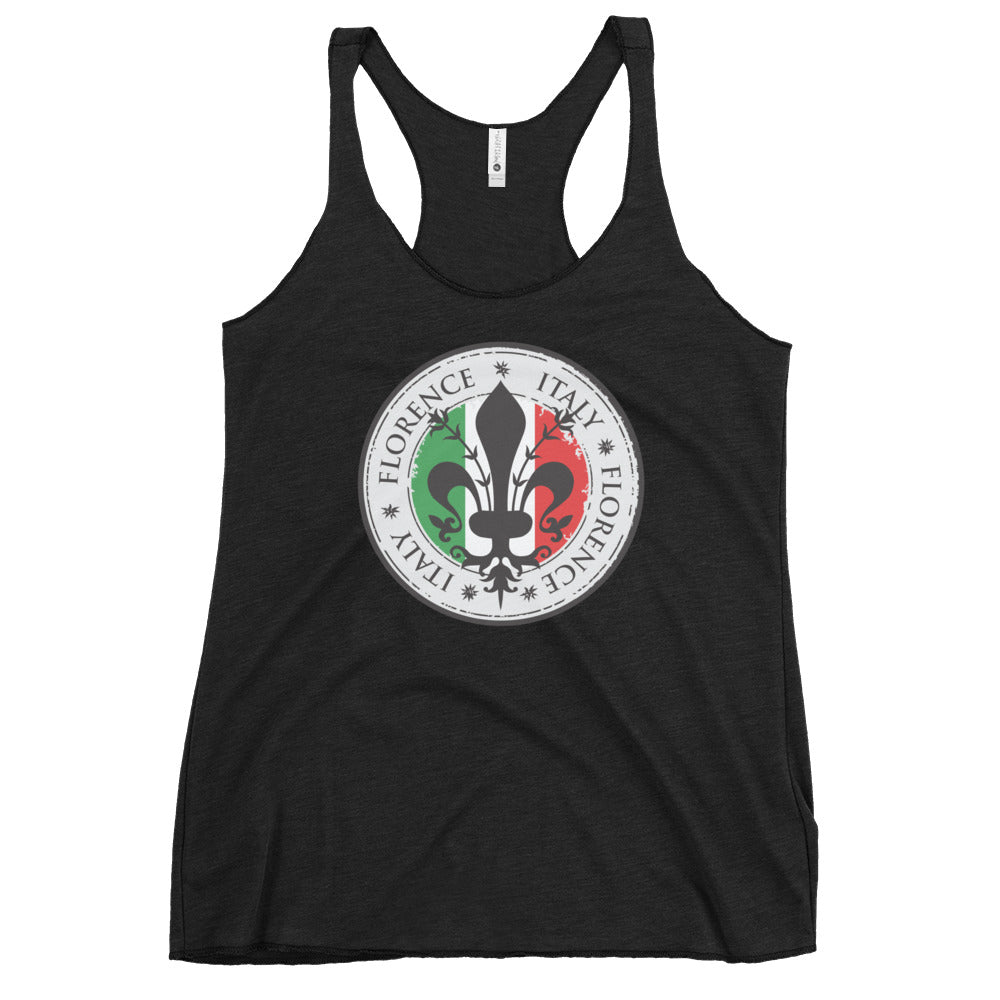 Florence Italy Fleur de Lis Shirt | Italian Flag Italy Travel Shirt | Women's Tri-blend Racerback Tank Top