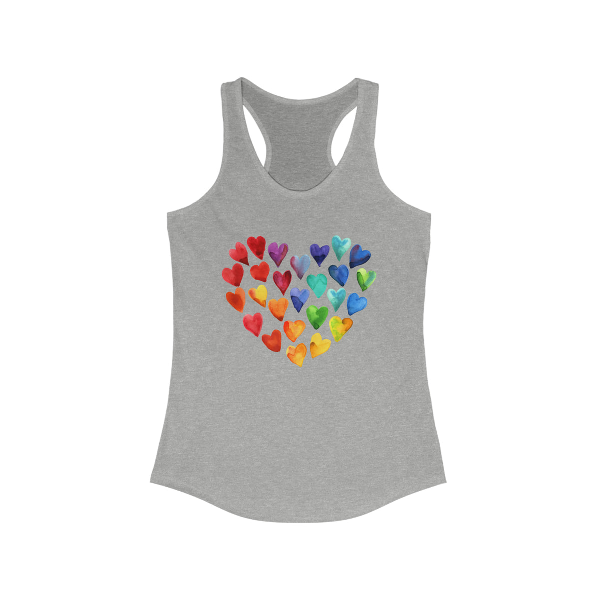 Watercolor Art Hearts Love Shirt | Valentine's Day Gift | Women's Slim-fit Racerback Tank Top