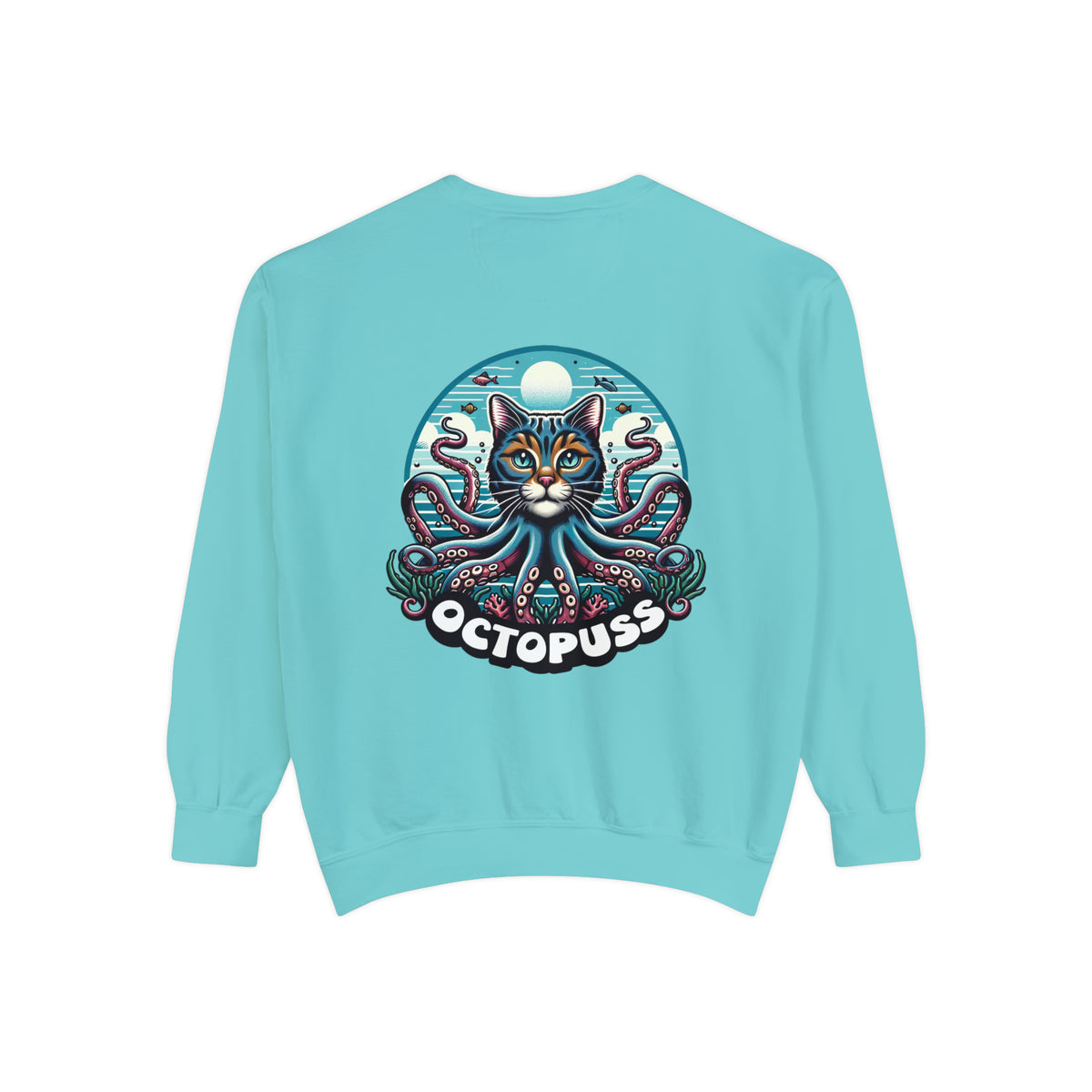 Octopuss Beach Bum Funny Cat Octopus Shirt | Cat Lover Gift | Beach Bum Shirt | Unisex Garment-Dyed Sweatshirt