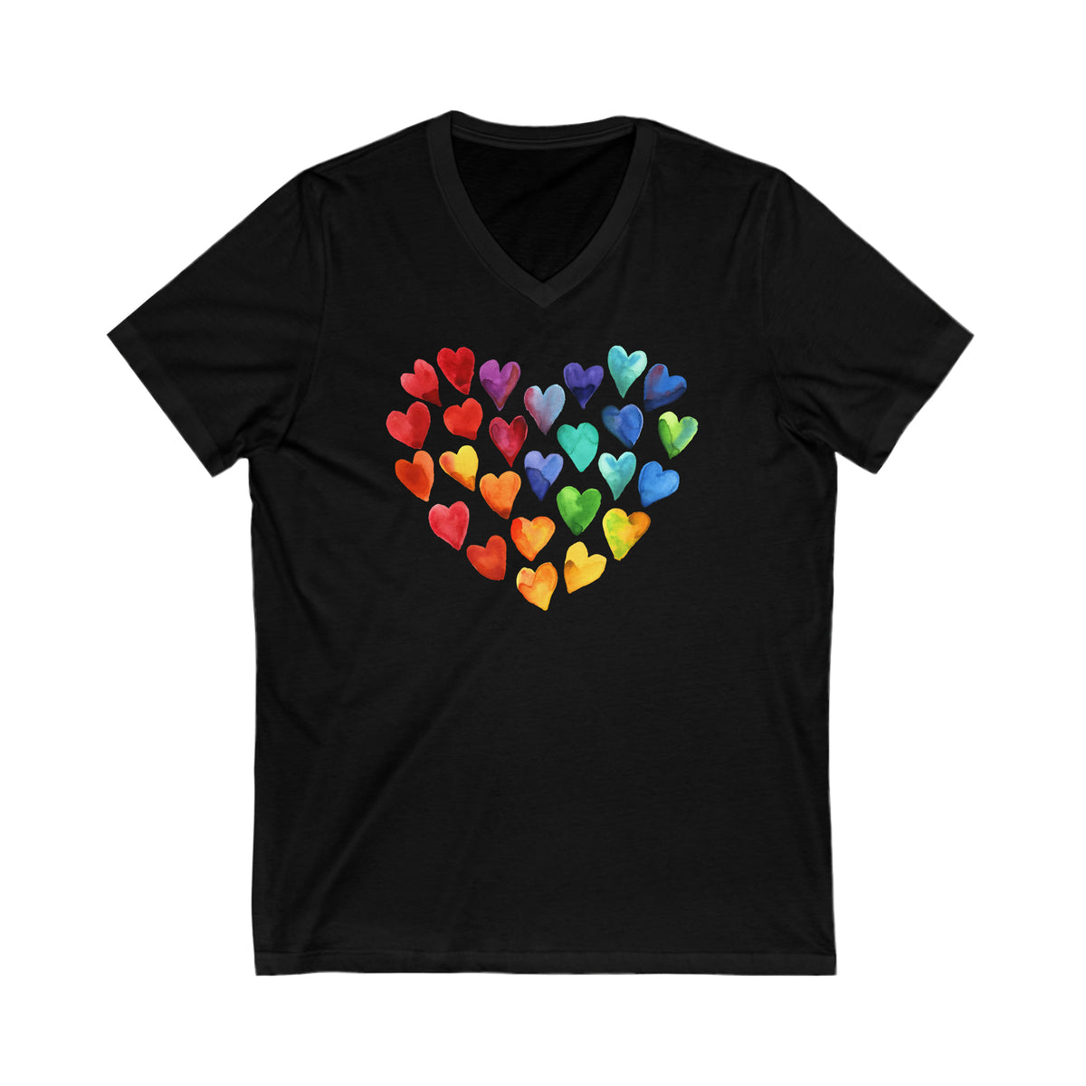 Watercolor Art Hearts Love Aesthetic Shirt | Valentine's Day Gift | Unisex V-neck T-shirt