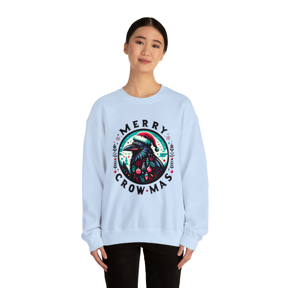 Merry Crowmas Christmas Crow Shirt | Animal Lover Crow Gift  | Unisex Crewneck Sweatshirt