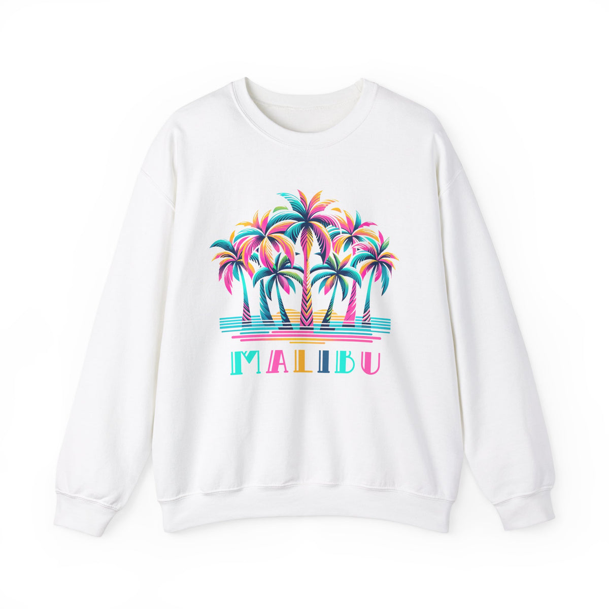 80's Retro Palm Tree Malibu Beach Shirt | California Beach Bum Shirt | Beach Lover Gift  | Unisex Crewneck Sweatshirt