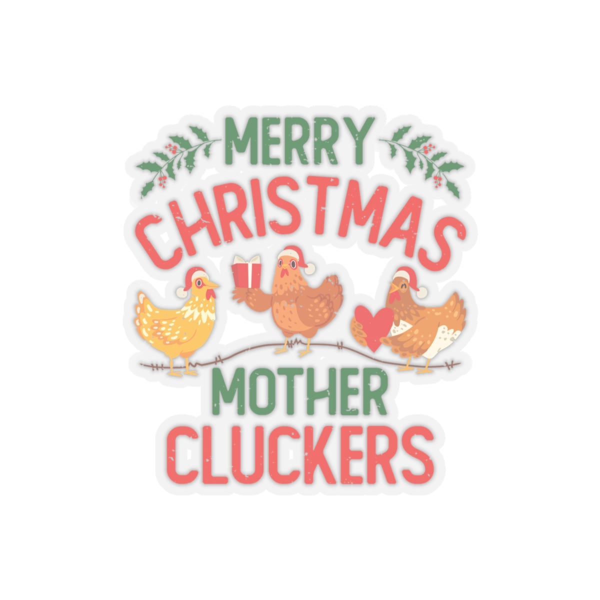 Funny Merry Christmas Chicken Vinyl Stickers | Chicken Farmer Gift  | Kiss-Cut Stickers