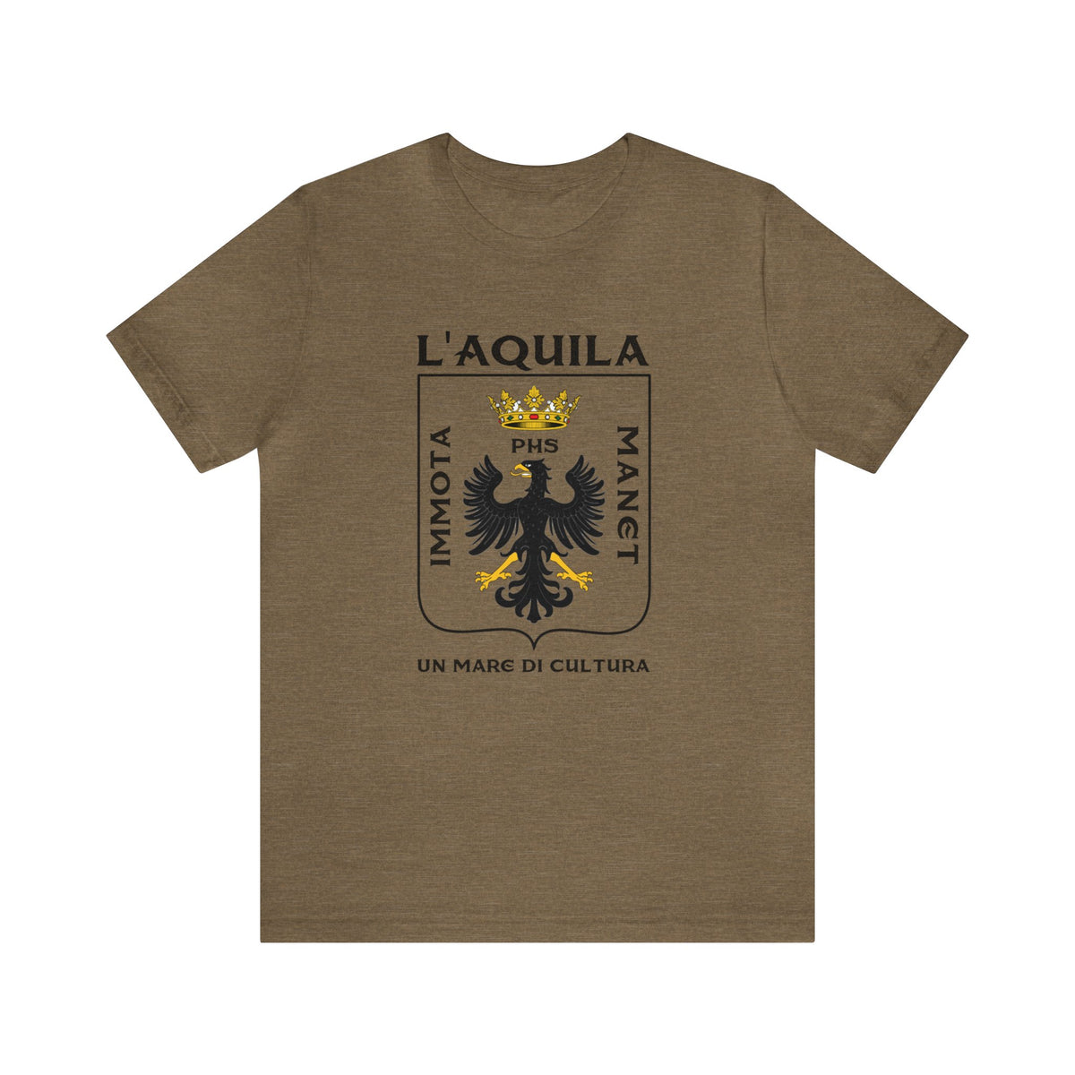 L'Aquila Italy Coat of Arms Shirt | Abruzzo Italian Travel Lover Gift || Bella Canvas Unisex Jersey T-shirt