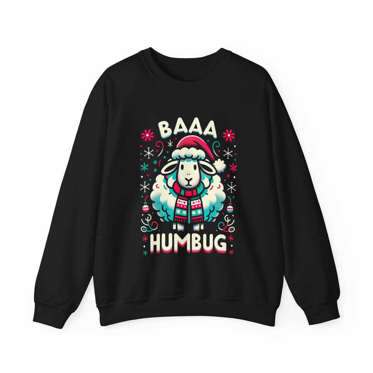Baaa Humbug Cute Sheep Christmas Sweatshirt | Funny Bah Humbug Christmas Gift | Unisex Crewneck Sweatshirt