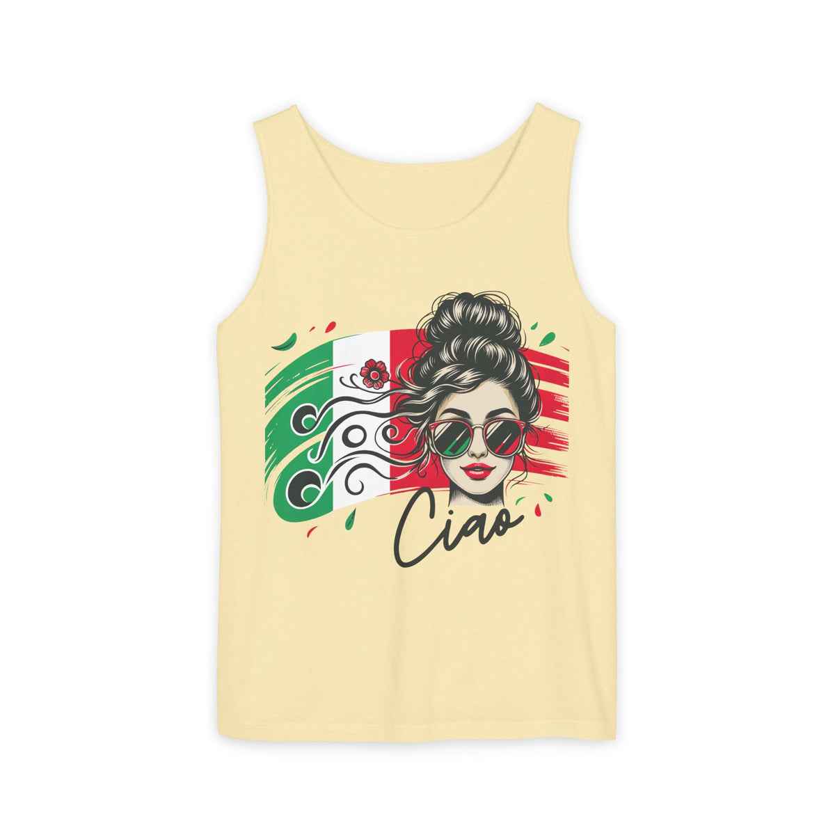 Ciao Italia Italian Girl Garment-Dyed Shirt | Italy Travel Lover Tank Top