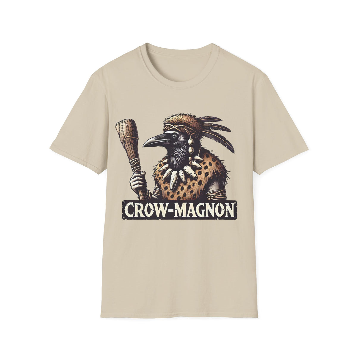 Crow-magnon Funny  Caveman Crow Meme Shirt | Funny Corvid Bird Shirt | Crow Art Bird Lover Gift |  | Unisex Soft Style T-shirt