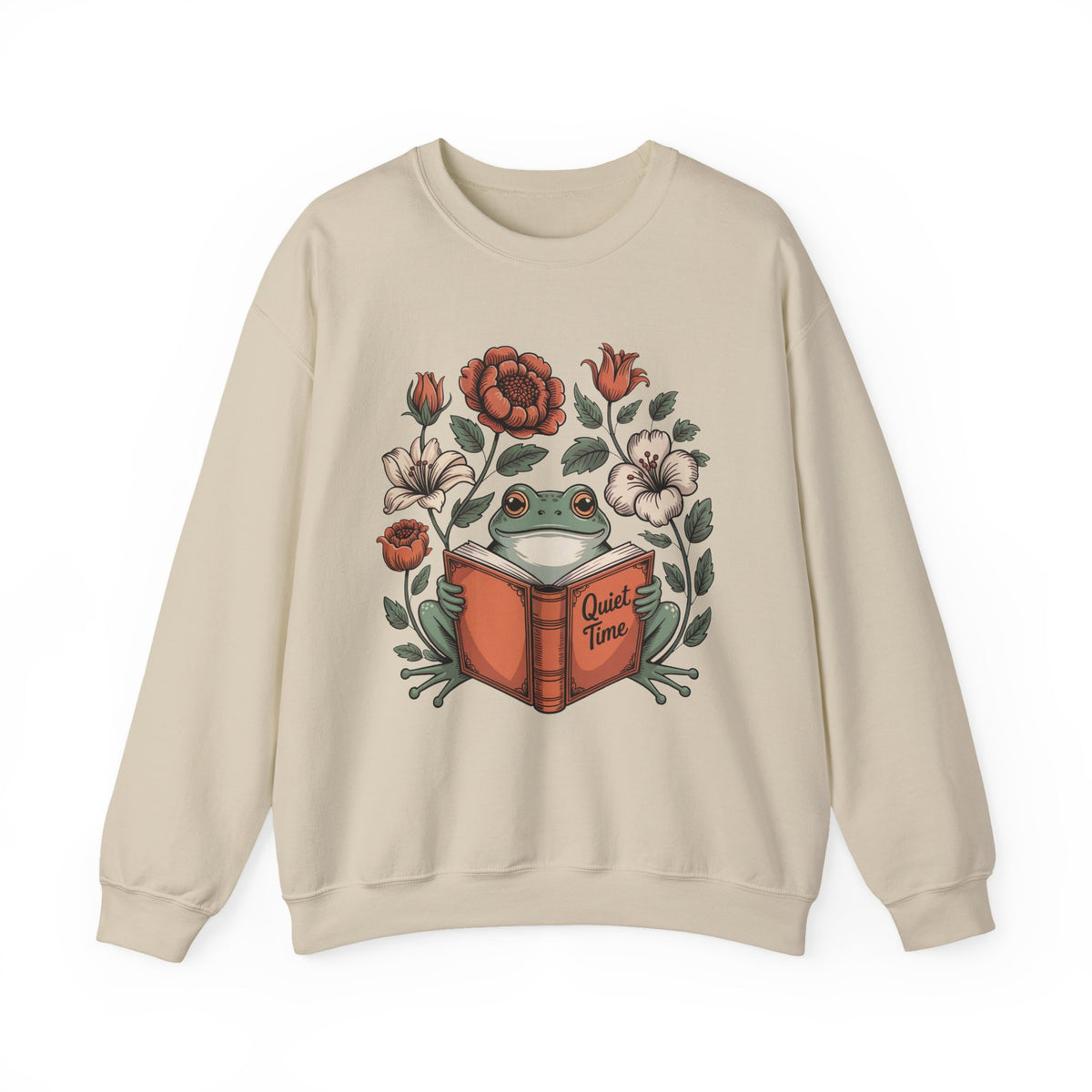 Cute Frog Bookish Shirt | William Morris Boho Reading Shirt | Unisex Crewneck Sweatshirt