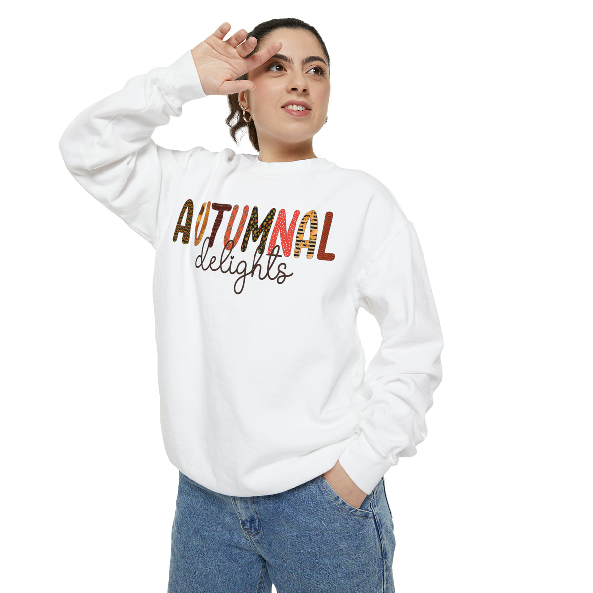 Autumnal Delights Fall Sweatshirt | Cute Fall Shirts | Unisex Garment-Dyed Sweatshirt