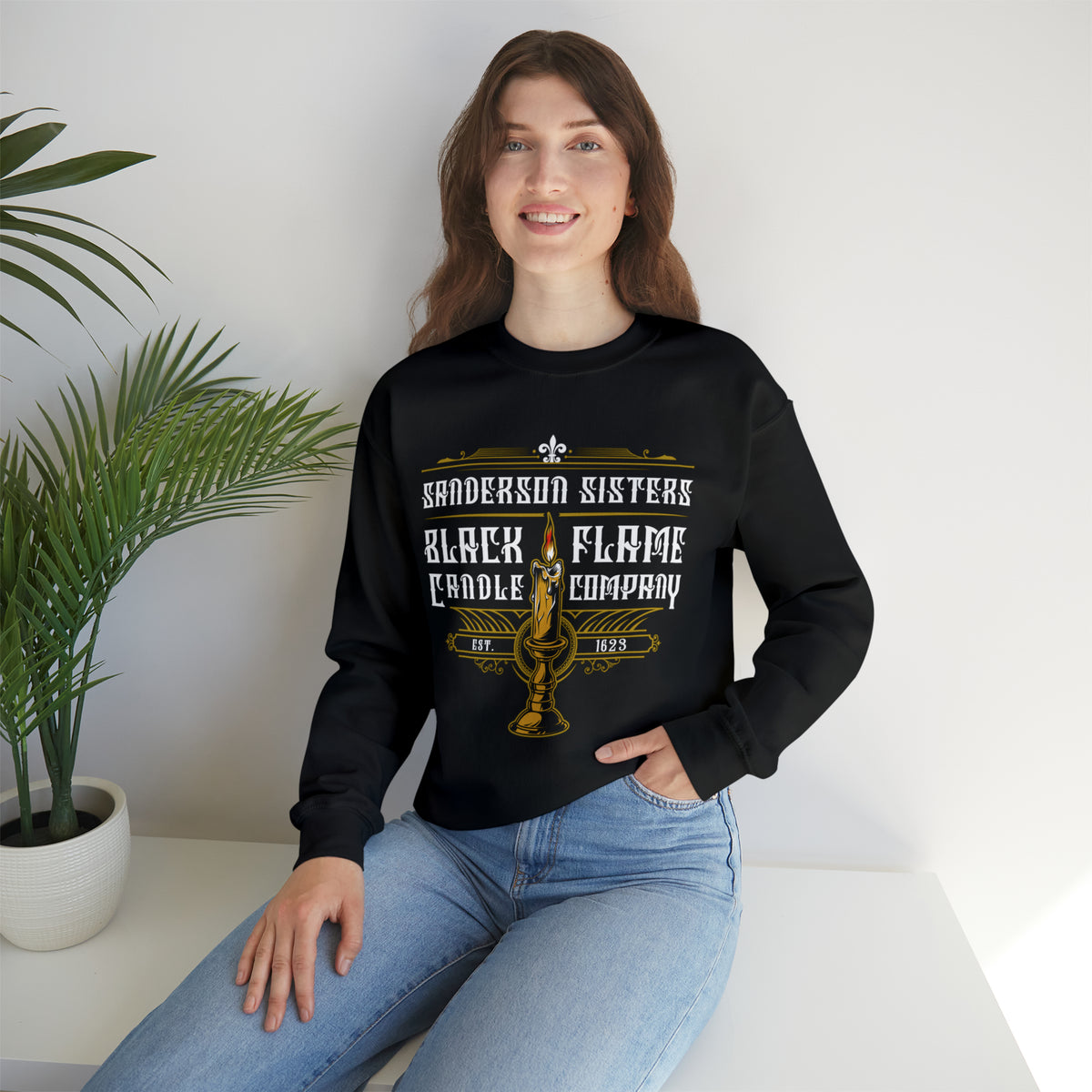 Sanderson Sisters Halloween Candle Shirt | Hocus Pocus Witch Gift | Unisex Crewneck Sweatshirt