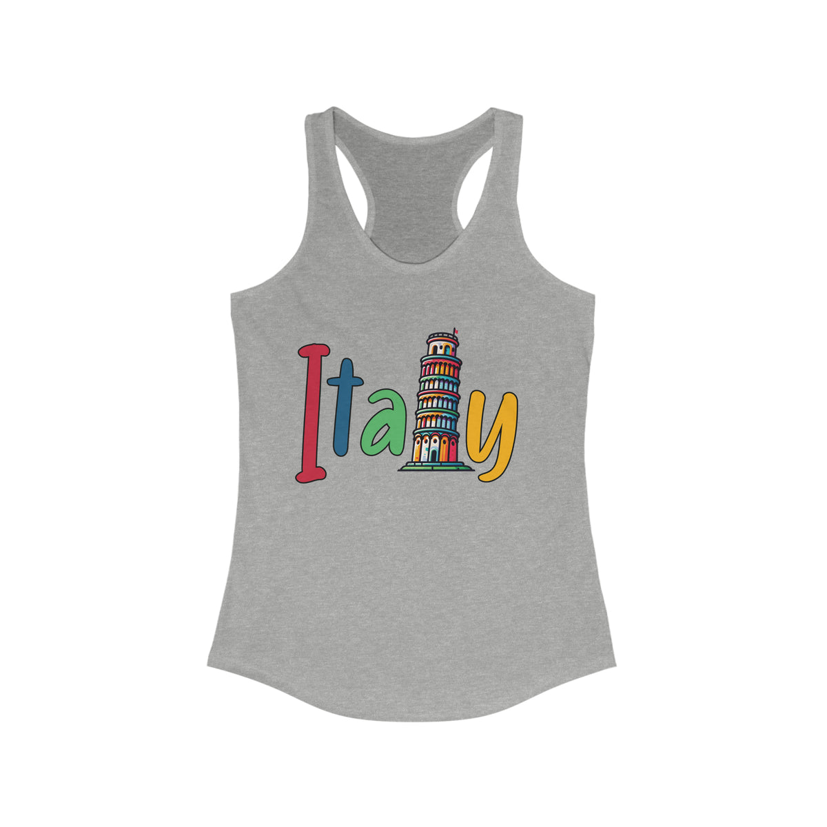 Cute Italy Trip shirt | Italy Vacation Shirt | World Traveler Italian Gift | Leaning Tower of Pisa | Women's Slim-fit Racerback Tank Top