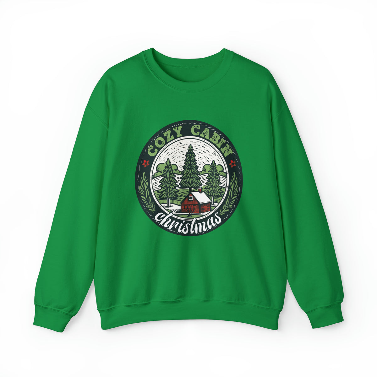 Cozy Cabin Christmas Tree Shirt | Vintage Christmas Gift For Her  | Unisex Crewneck Sweatshirt