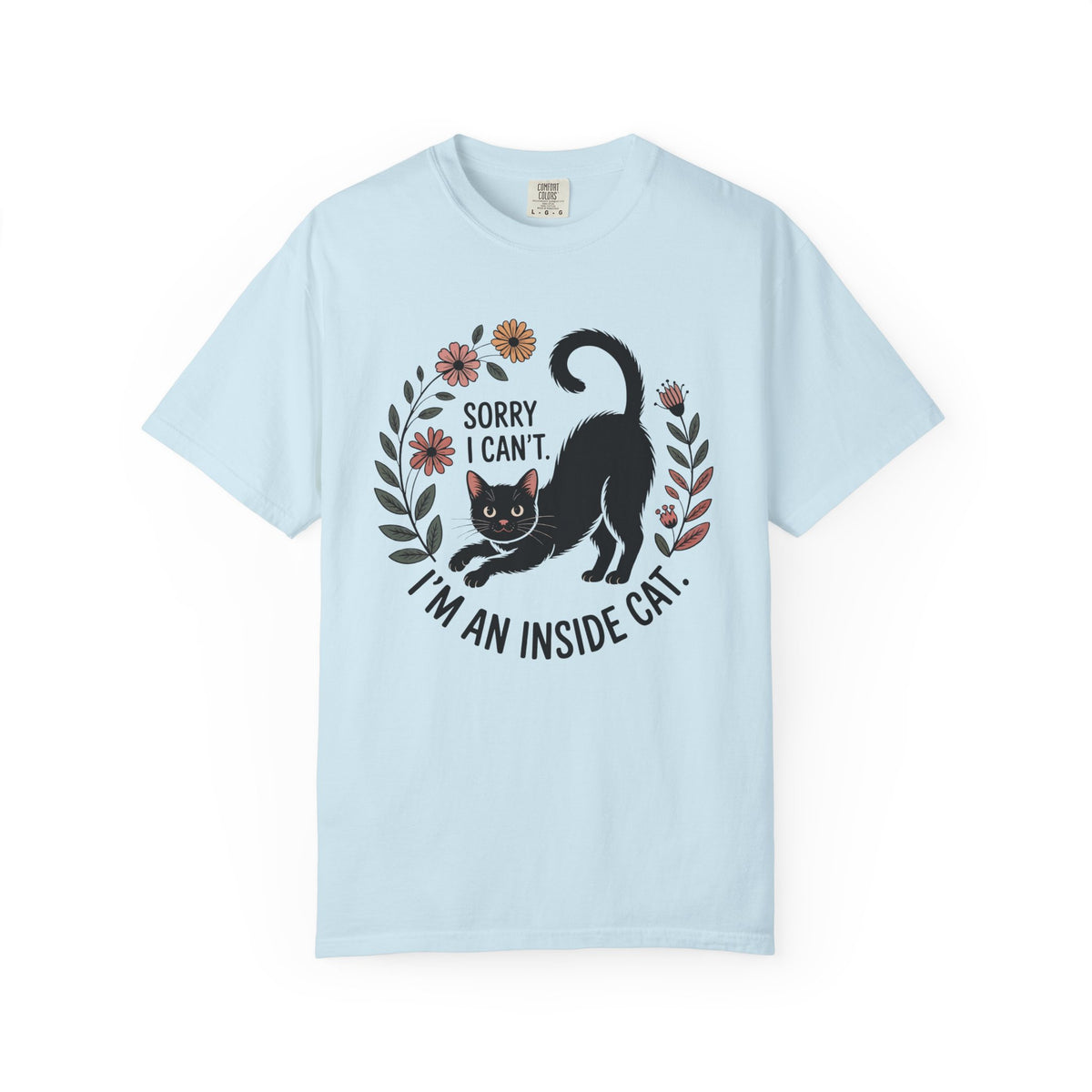 Indoor Cat Shirt | Black Cat Tee | Sorry I Can't I'm an Indoor Cat | Comfort Colors Cat Lover Shirt