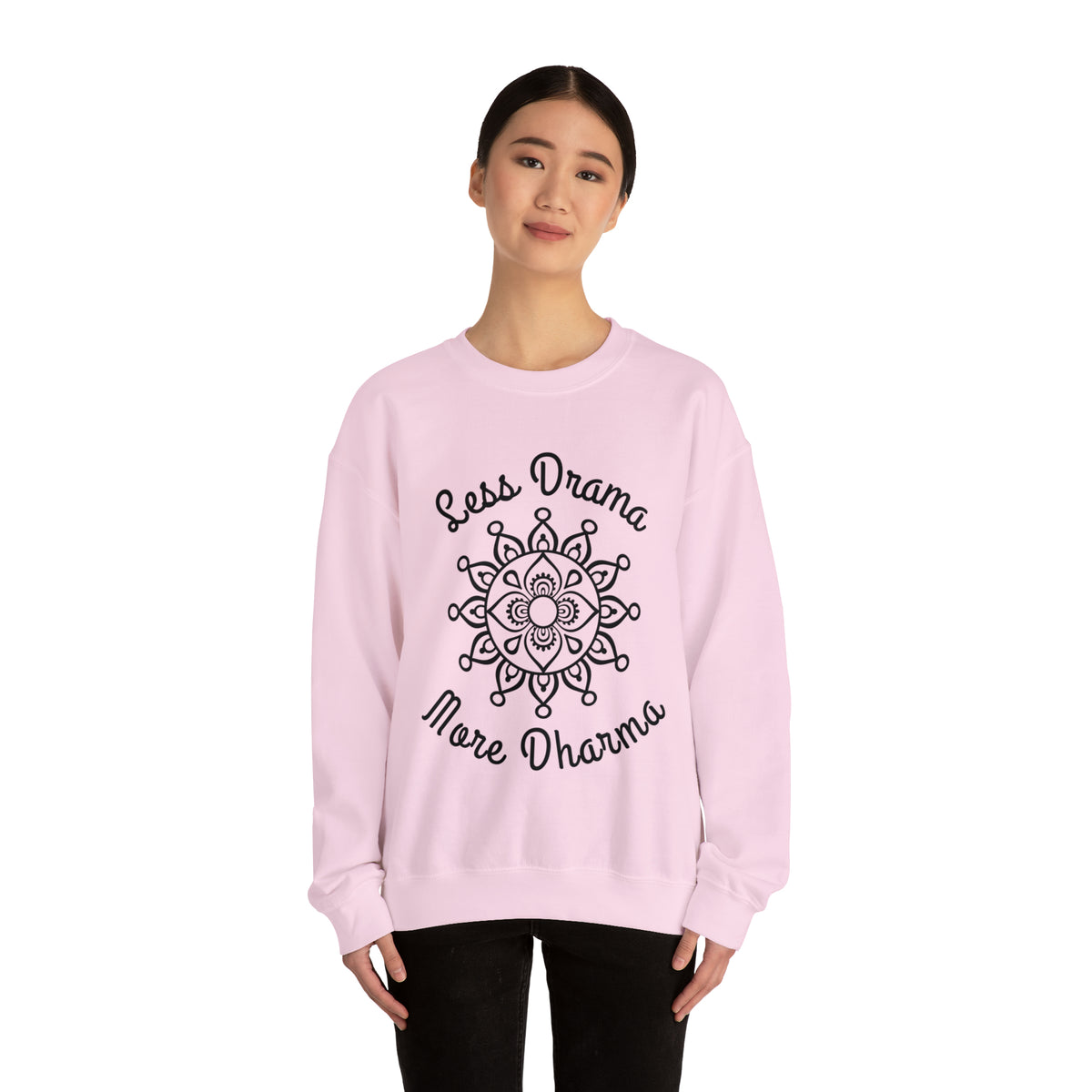 Less Drama More Dharma Funny Yoga Shirt | Yoga Lover Meditation Gift | Unisex Crewneck Sweatshirt