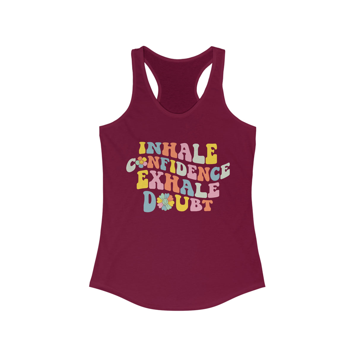 Inhale Exhale Retro School Counselor Shirt | Psychology Shirt | Yoga Meditation Shirt | Women's Racerback Tank Top