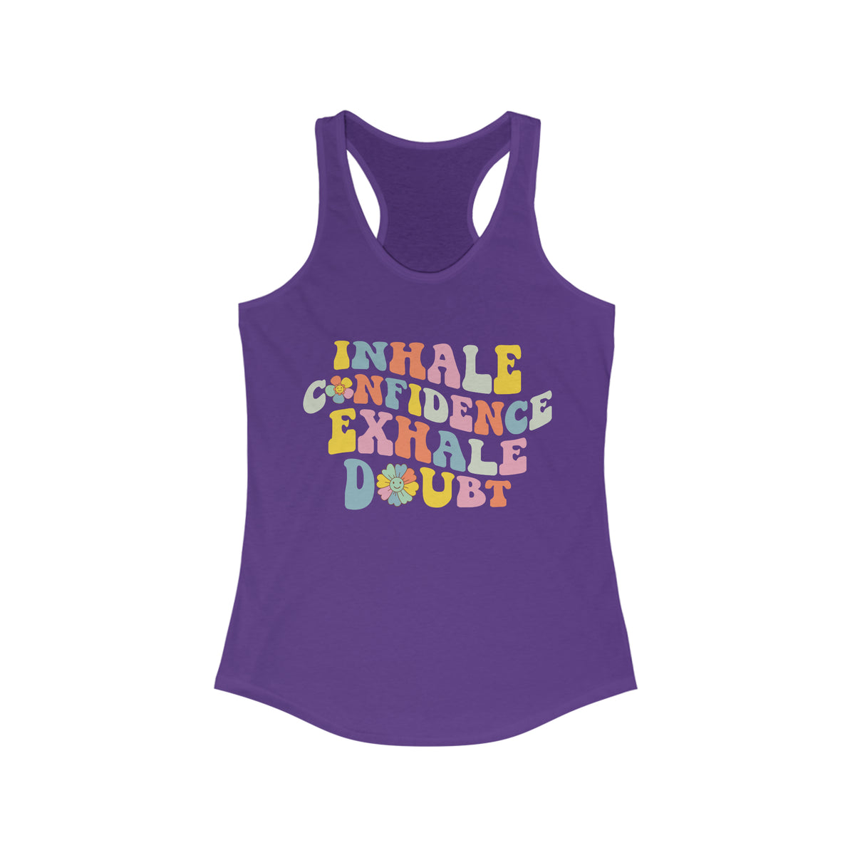 Inhale Exhale Retro School Counselor Shirt | Psychology Shirt | Yoga Meditation Shirt | Women's Racerback Tank Top