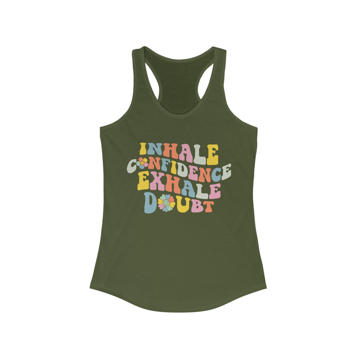 Inhale Exhale Retro School Counselor Shirt | Psychology Shirt | Yoga Meditation Shirt | Women's Racerback Tank Top