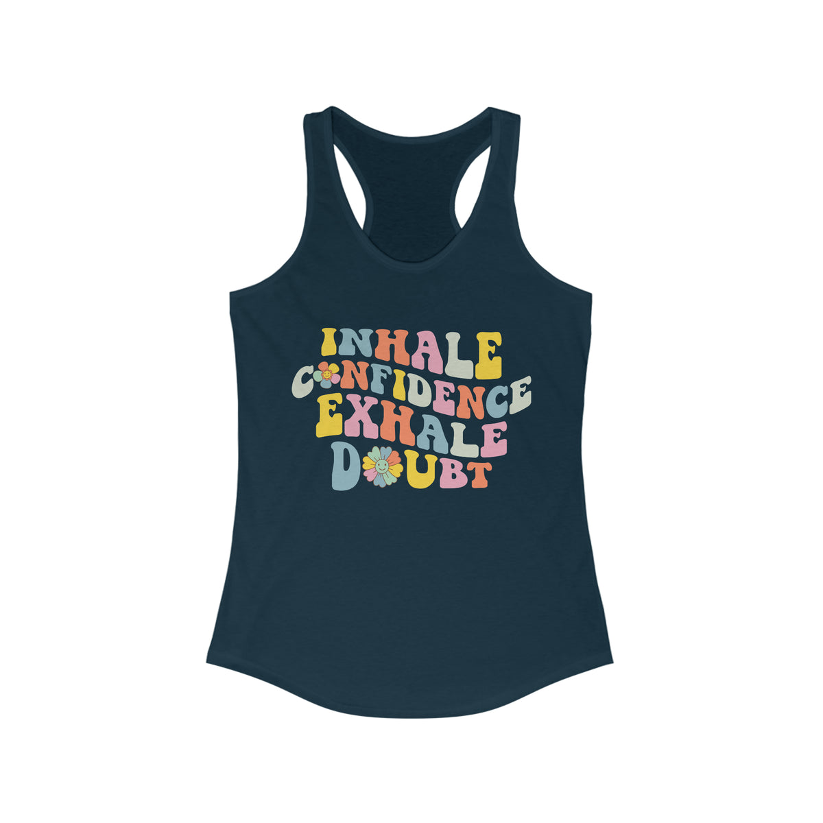 Inhale Exhale Retro School Counselor Shirt | Psychology Shirt | Yoga Meditation Shirt | Women's Racerback Tank Top