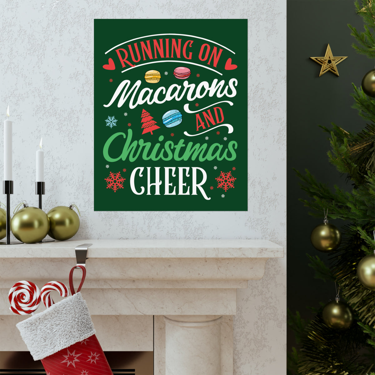Macarons & Christmas Cheer Baking Wall Art Print| Cookie Baking Gifts | Premium Matte Art Print Home Decor