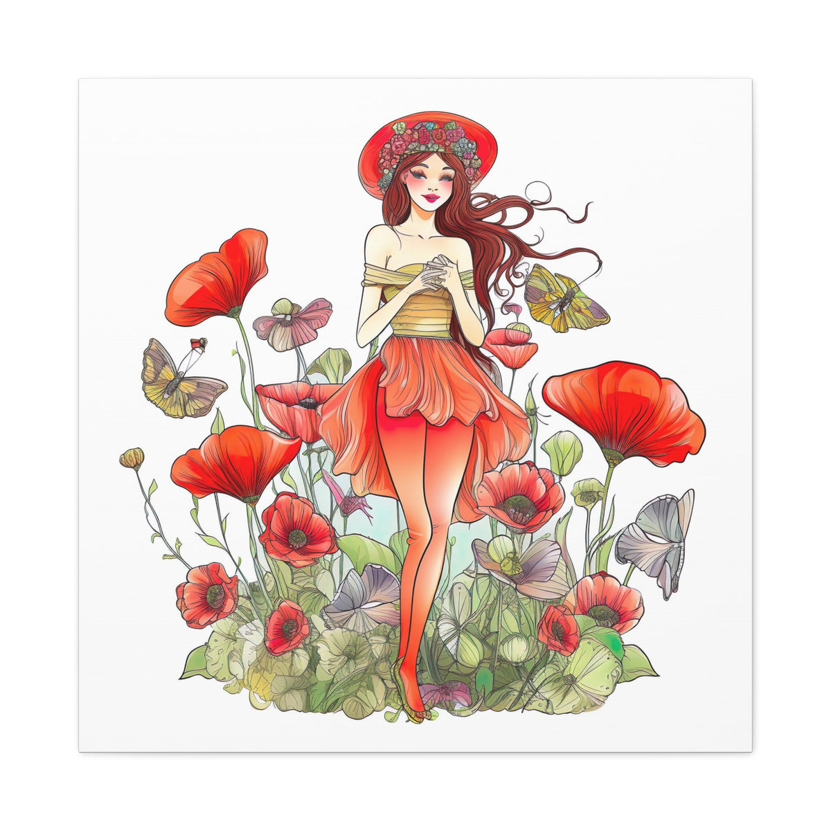 Poppy Art Print | Floral Wall Art | Stretched Canvas Art | Boho Home Decor | Poppies Art | Matte Canvas, Stretched, 1.25"
