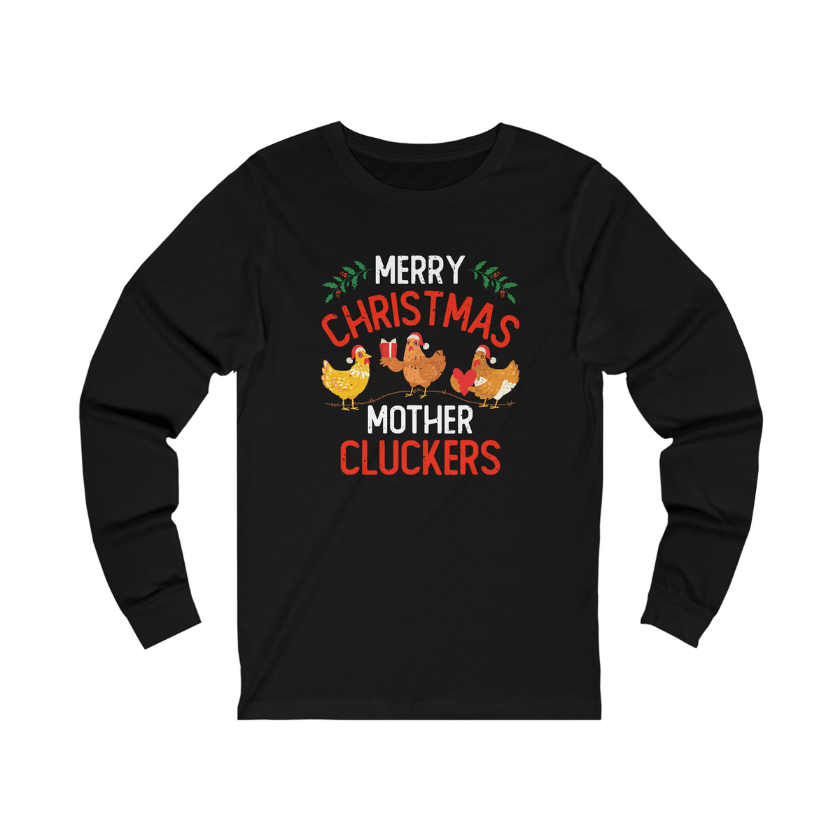 Funny Merry Christmas Chicken Shirt | Chicken Farmer Gift | Unisex Jersey Long Sleeve Tee