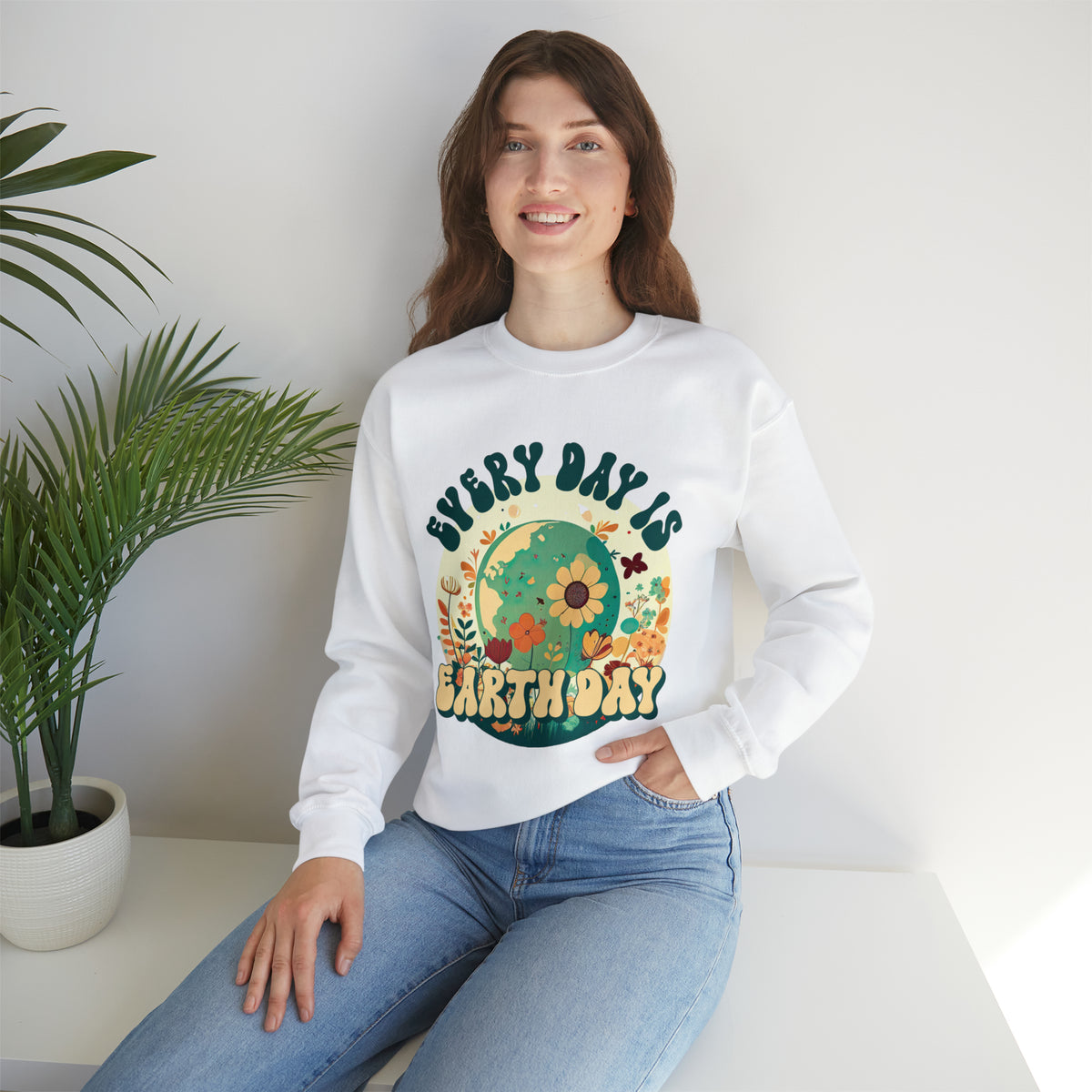 Every Day Is Earth Day Shirt | Mother Earth Flower shirt | Nature Shirt | Gift For Her | Unisex Crewneck Sweatshirt