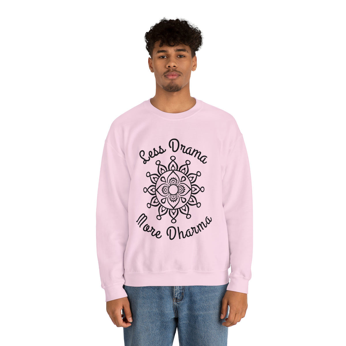 Less Drama More Dharma Funny Yoga Shirt | Yoga Lover Meditation Gift | Unisex Crewneck Sweatshirt