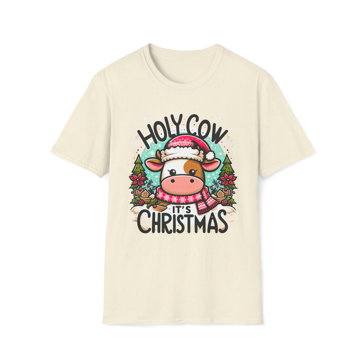 Holy Cow It's Christmas Shirt | Cute Cow Shirt | Farm Girl Gift | Cow Christmas Shirt |  Unisex Soft Style T-Shirt