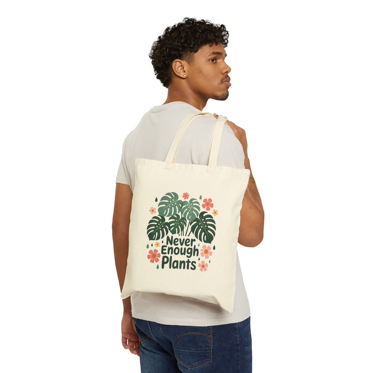 Never Enough Plants Monstera Plant Mom Tote | Plant Lover Gift | Cotton canvas Tote Bag