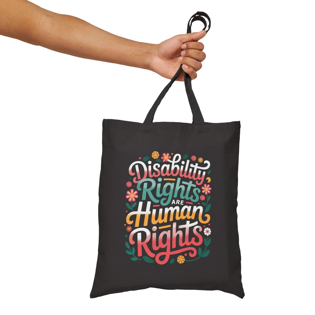 Disability Rights Human Rights Tote Bag | Disability Pride Inclusion Book Bag | Cotton Canvas Tote Bag