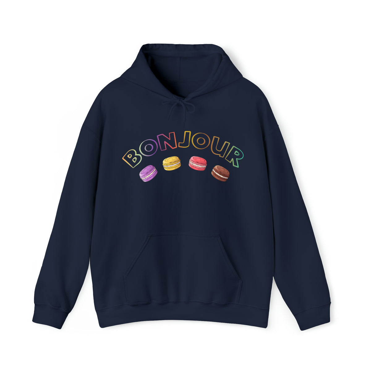 Bonjour French Macaron Cookie Baking Shirt | Macaron Baking Gift | Unisex Heavy Blend Hooded Sweatshirt