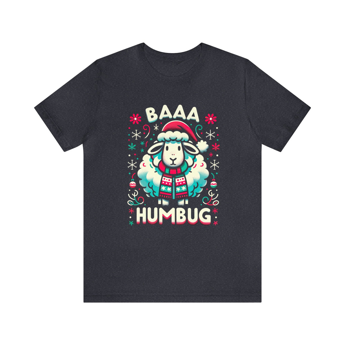 Baaa Humbug Cute Sheep Christmas Shirt | Funny Bah Humbug Christmas Gift | Unisex Jersey T-shirt