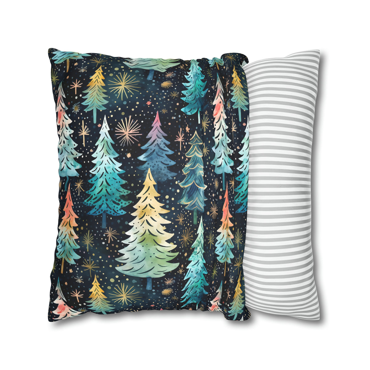 Teal Christmas Tree Throw Pillow Case | Christmas Pillow Home Decor | Faux Suede Decorative Throw Pillow Case