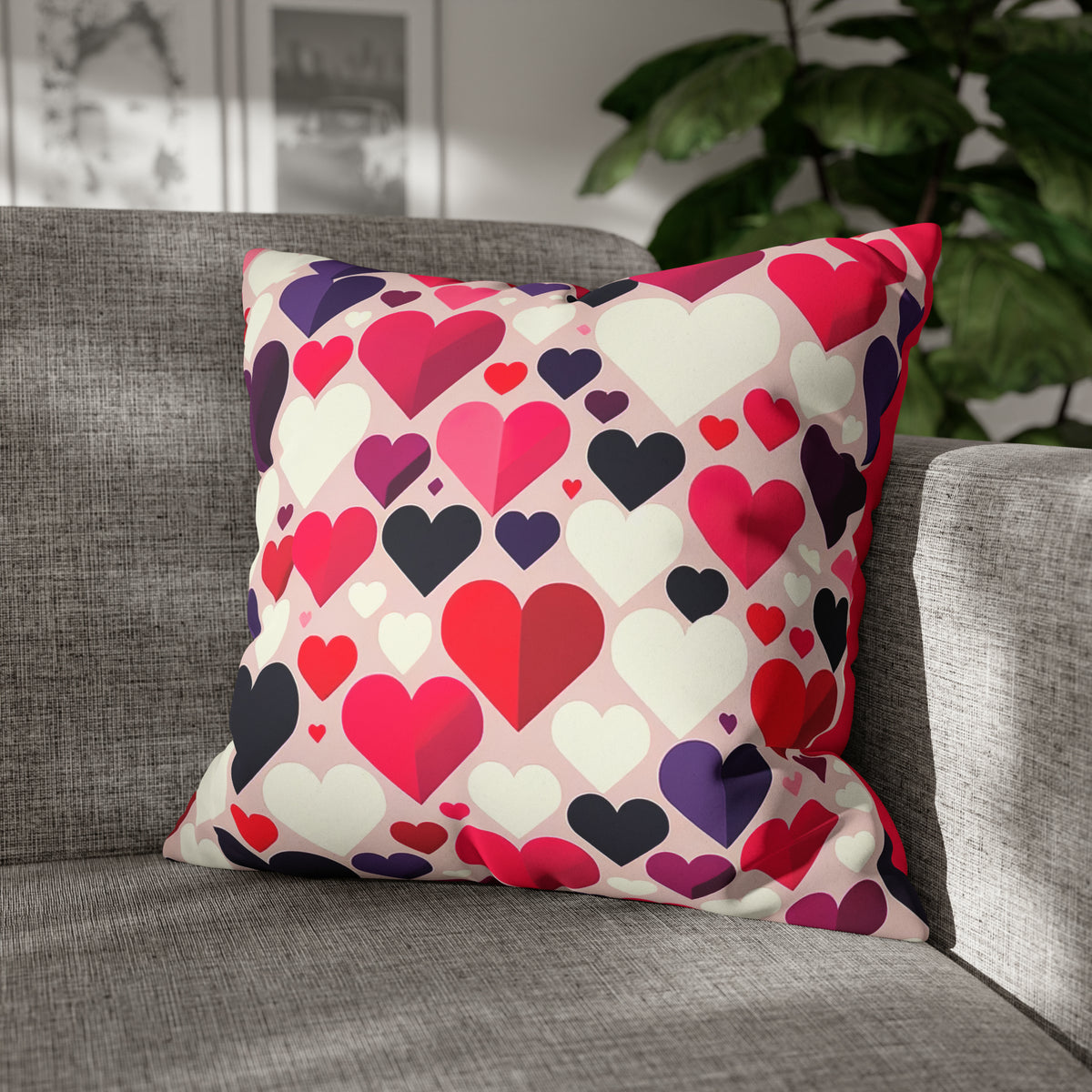 Cute Valentine Throw Pillow Case | Valentine Hearts Pillow Home Decor | Valentine Gift for Her | Faux Suede Decorative Throw Pillow Case