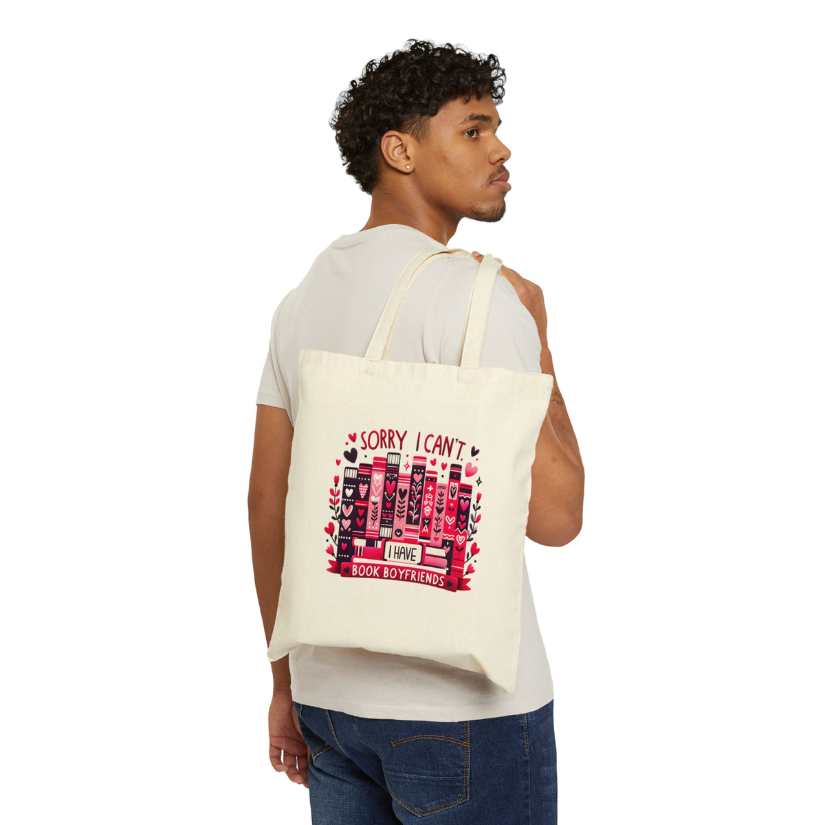 Book Boyfriend Valentines Day Tote Bag | Book Lover Tote Bag | Book Lover Valentine Gift For Her | Cotton Canvas Tote Bag