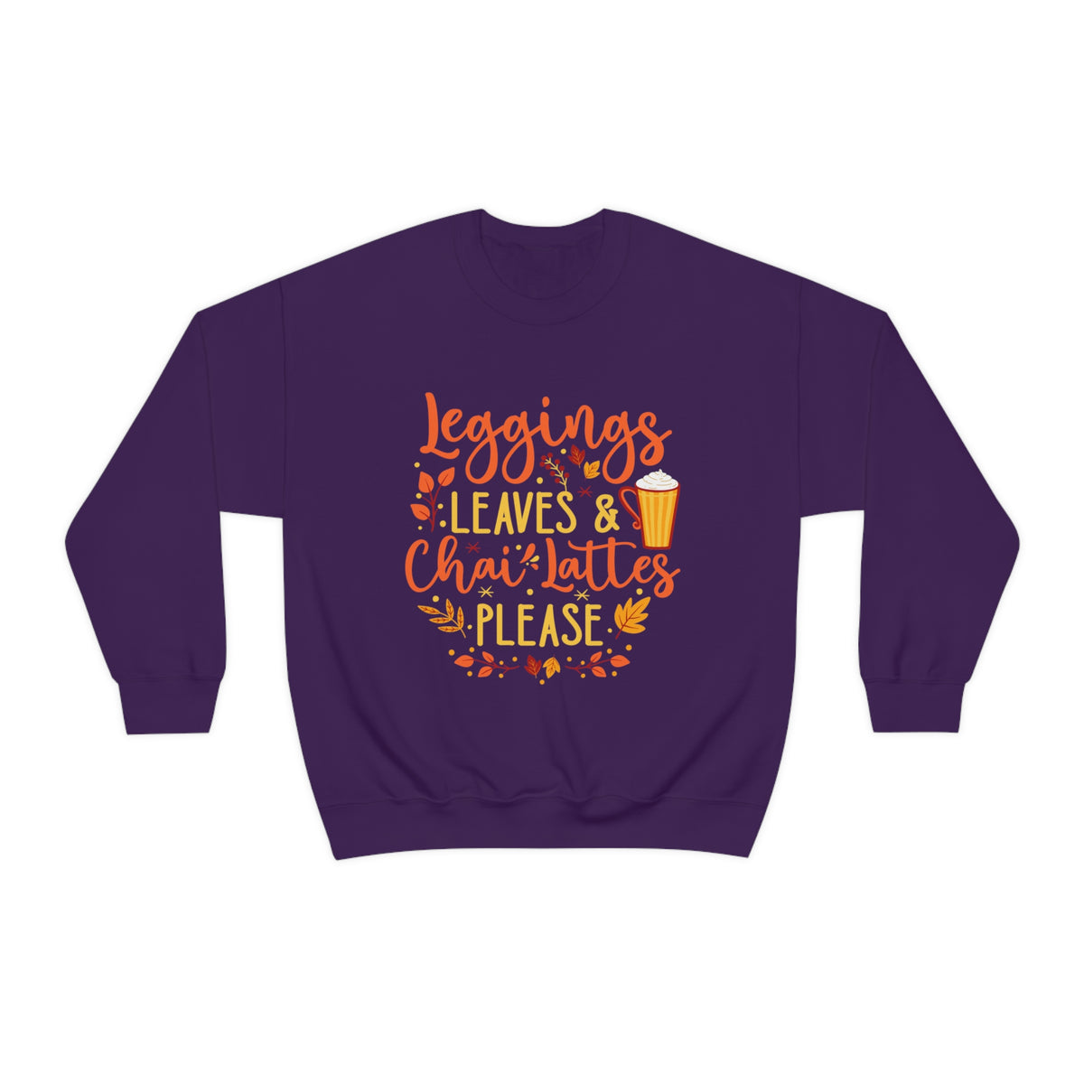 Leggings Leaves Chai Lattes Fall Lover Shirt | Chai Tea Shirt | Fall Leaves Tshirt | Unisex Crewneck Sweatshirt