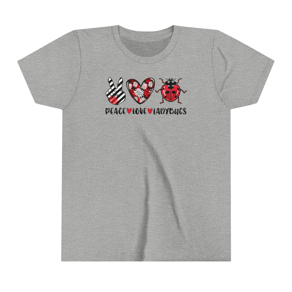 Peace Love Ladybugs Cute Lady Bug Shirt | Nature Gift | Youth Short Sleeve Tee