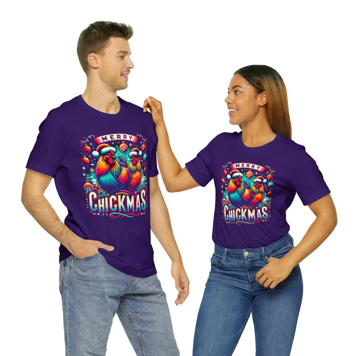 Merry Chickmas Christmas Chicken Shirt | Farm Life Chicken Farmer Gift | Unisex Jersey T-shirt
