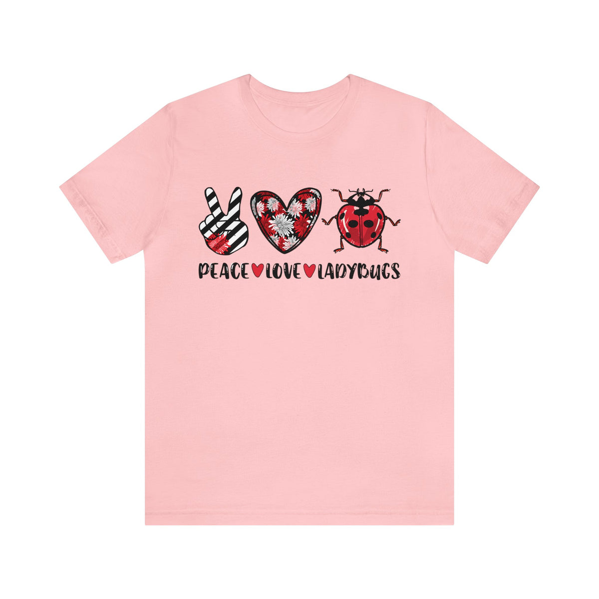 Peace Love Ladybugs Cute Lady Bug Shirt | Nature Gift | Unisex Jersey T-shirt
