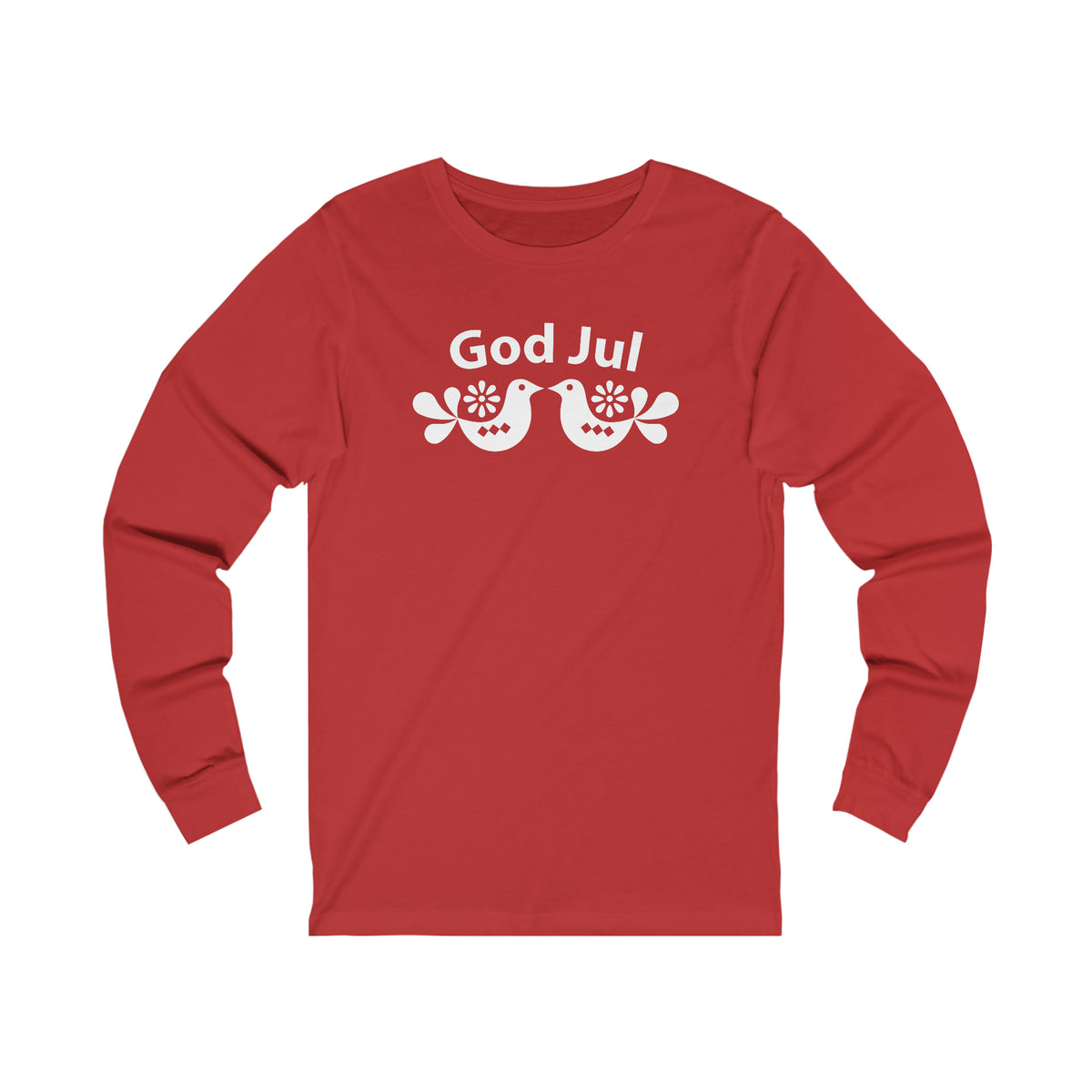 God Jul Swedish Christmas Folk Art Shirt | Nordic Scandi Christmas Gift  | Unisex Jersey Long Sleeve T-shirt