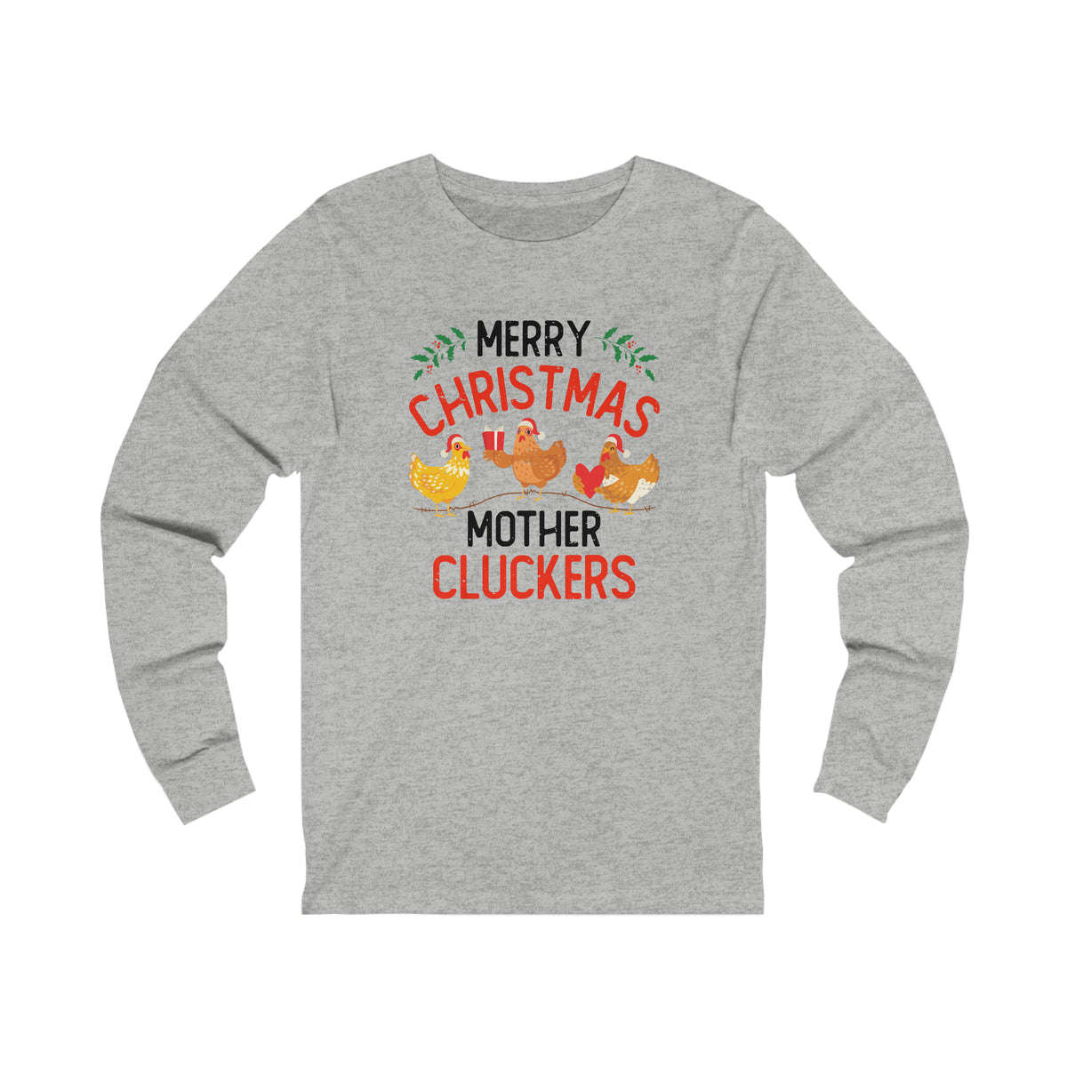Funny Merry Christmas Chicken Shirt | Chicken Farmer Gift | Unisex Jersey Long Sleeve Tee