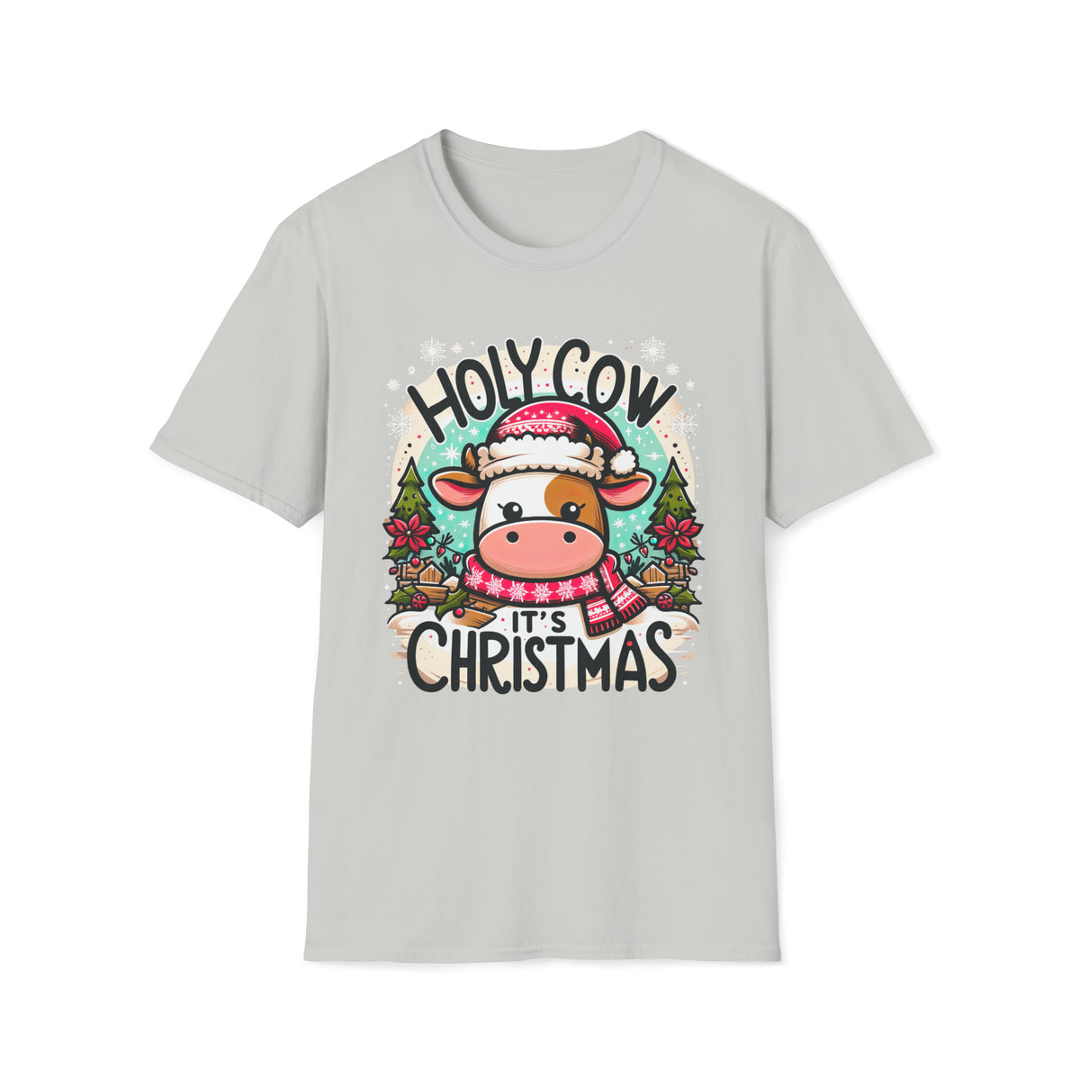 Holy Cow It's Christmas Shirt | Cute Cow Shirt | Farm Girl Gift | Cow Christmas Shirt |  Unisex Soft Style T-Shirt